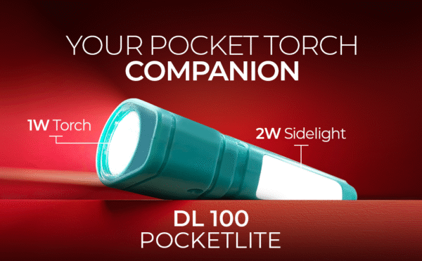 Pocketlite DL100, Rechargeable 1W LED Torch Cum Emergency 2W Sidelight, Type-B/Micro-USB Fast Charging, Overcharge & Deep Discharge Protection, Powered by Li-Ion Battery